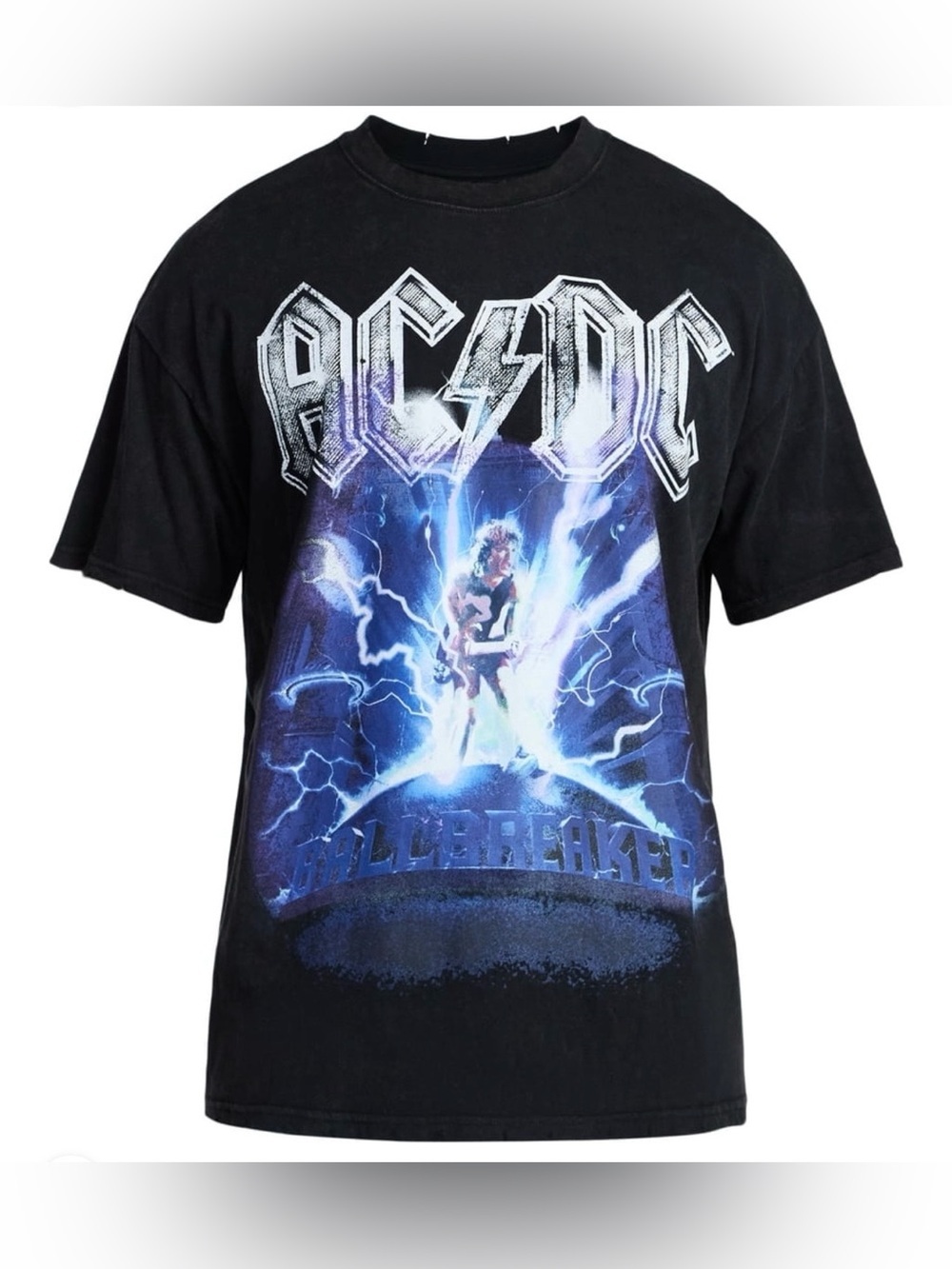 AC/DC Men’s Graphic Mineral Wash Band Distress Tee Shirt